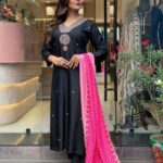 Black Kurti Pant Set With Dupatta