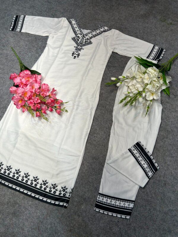 Black And White Kurti Pant Set