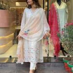 Muslin White Kurti Set With Dupatta