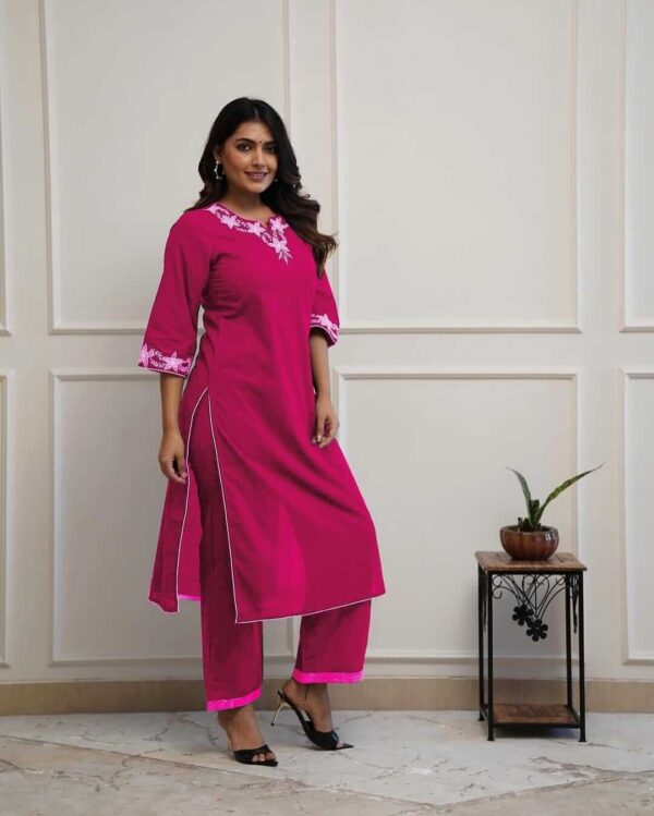 Pink Plazo With Kurti Set