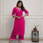 Pink Plazo With Kurti Set