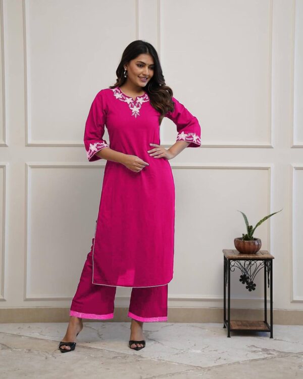 Pink Plazo With Kurti Set