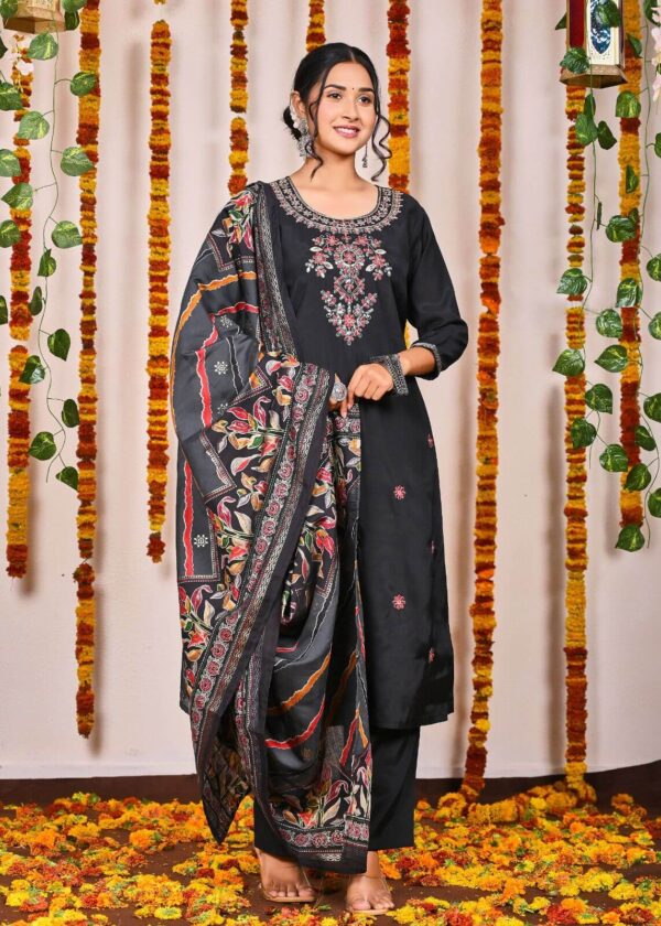 Grey Roman Silk Kurti Set