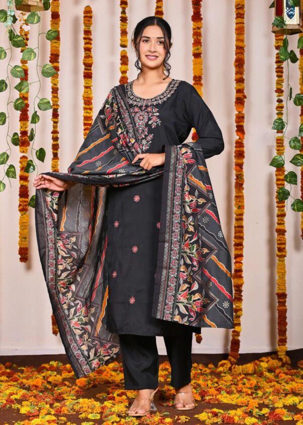 Grey Roman Silk Kurti Set