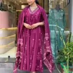 Purple Cotton Kurti Pant Dupatta Set​