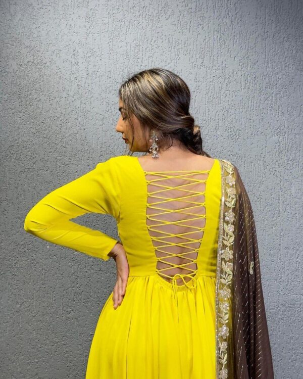 Yellow Georgette Kurti​ Dupatta Set