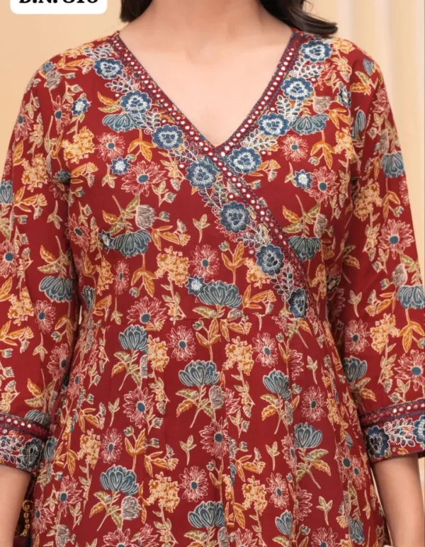 Maroon Cotton Kurti Set