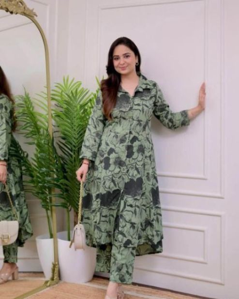 Green Floral Kurti Pant Set​