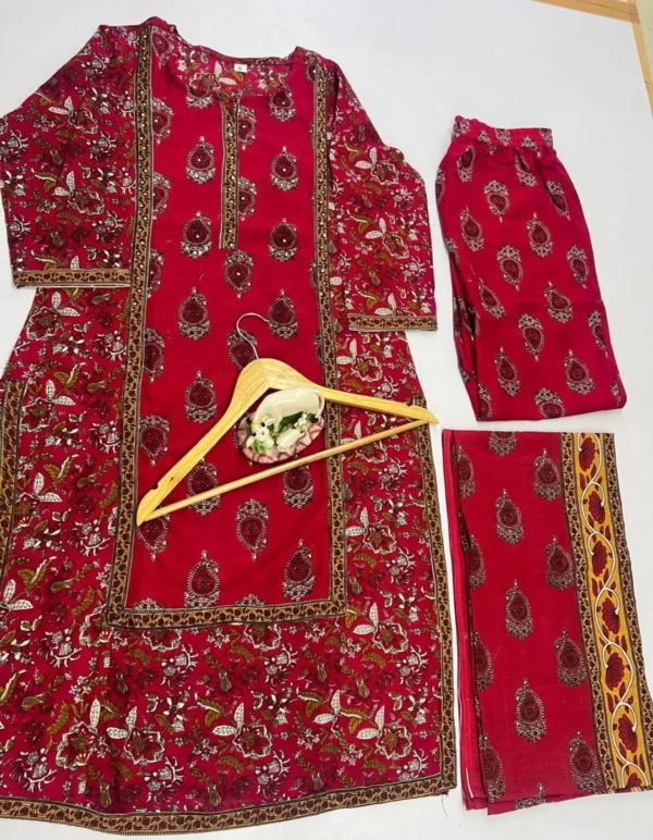 Red Colour Cotton Kurti​ Set 1