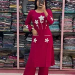 Red Kurti Combination​ Pant Set​