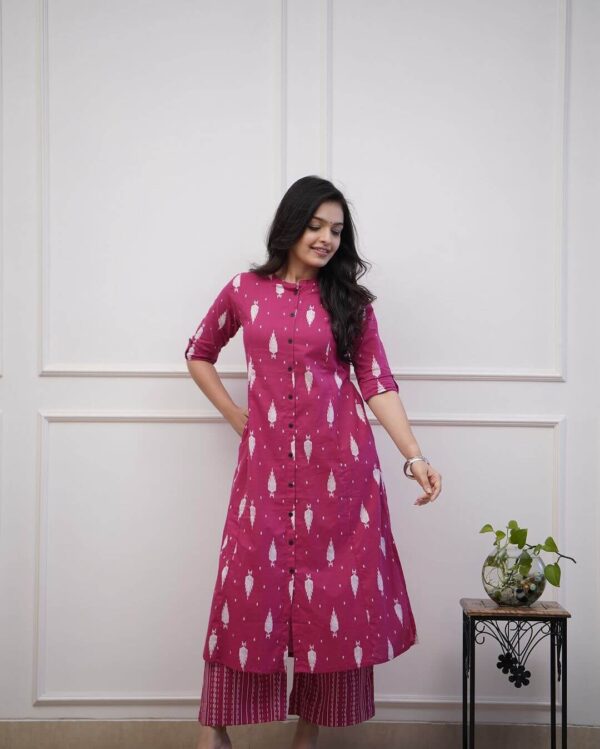 Cotton Pink Kurti​ Pant Set