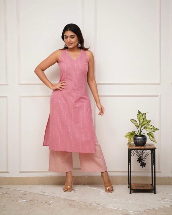 Pink Plazo With Kurti Set