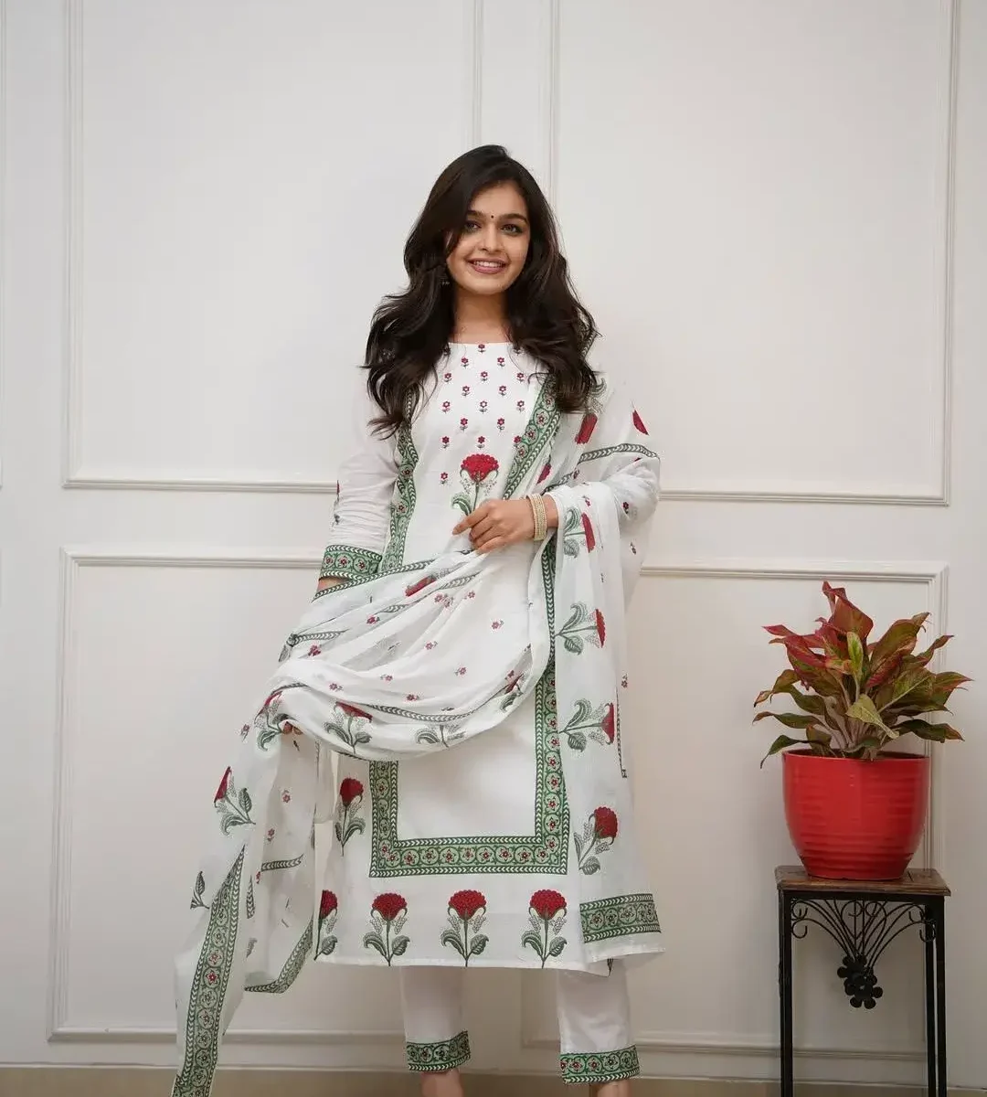 White Cotton Suit Set