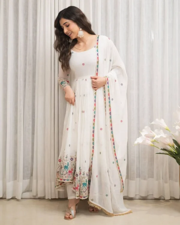 White Georgette Kurti Set 1