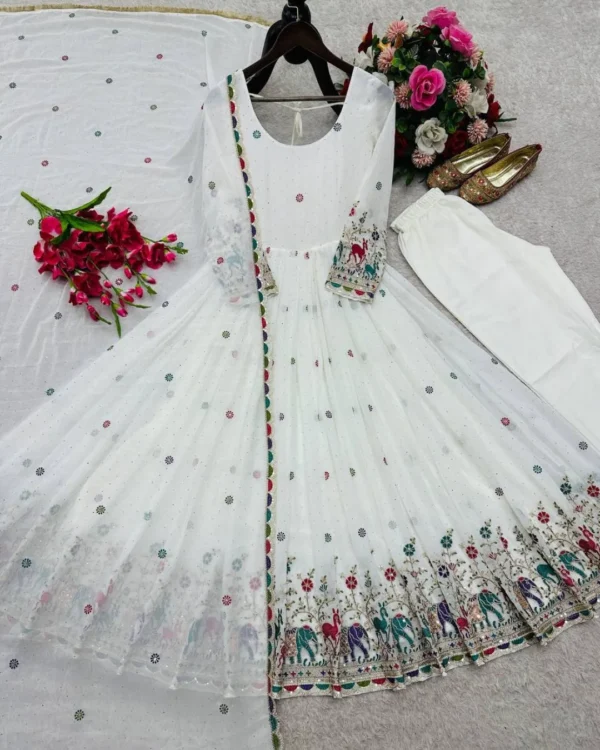 White Georgette Kurti Set 2