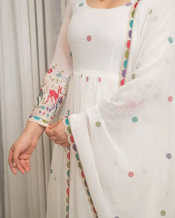 White Georgette Kurti Set Front