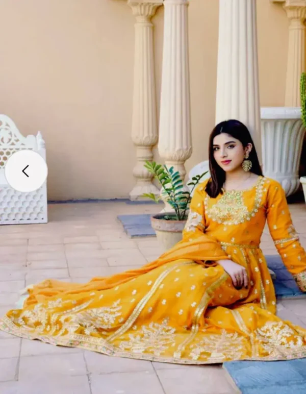 Yellow Floral Georgette Kurti Set 1