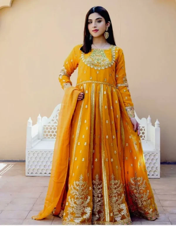 Yellow Floral Georgette Kurti Set 2