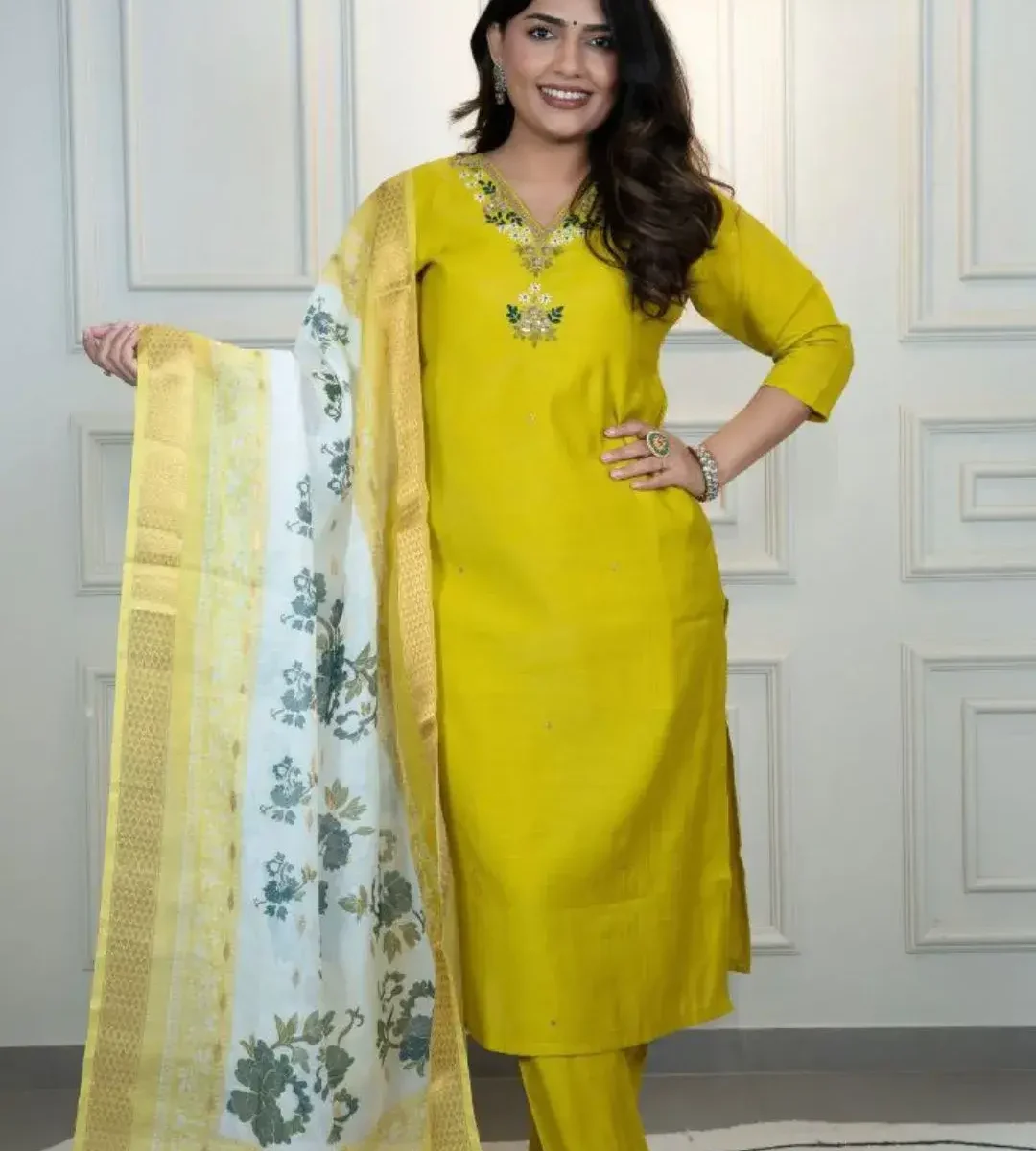 Yellow Silk Suit Set​ 2
