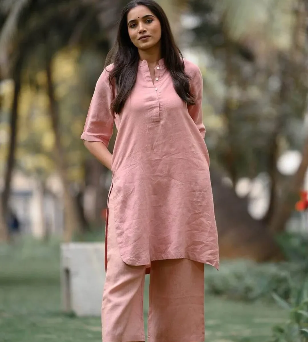 Light Pink Kurti With Pant Set