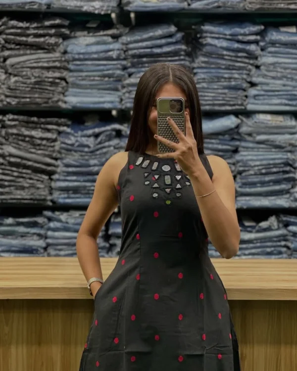 Sleeveless Black Kurti With Palazzo​ Set