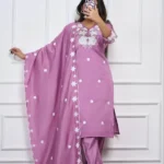 Pink Kurti Set With Floral Dupatta
