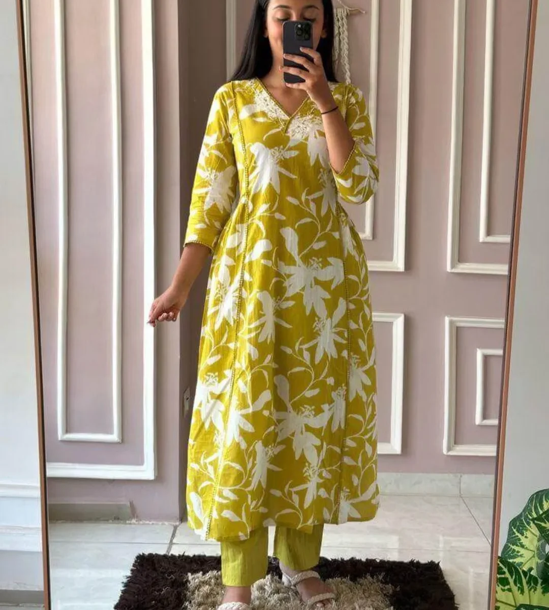 Office Wear Cotton Kurti Pant Set