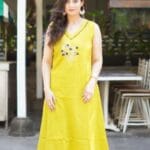 Sleeveless Yellow Kurti With Palazzo​ Set