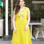Sleeveless Yellow Kurti With Palazzo​ Set