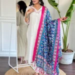Cotton Flex White Kurti Set