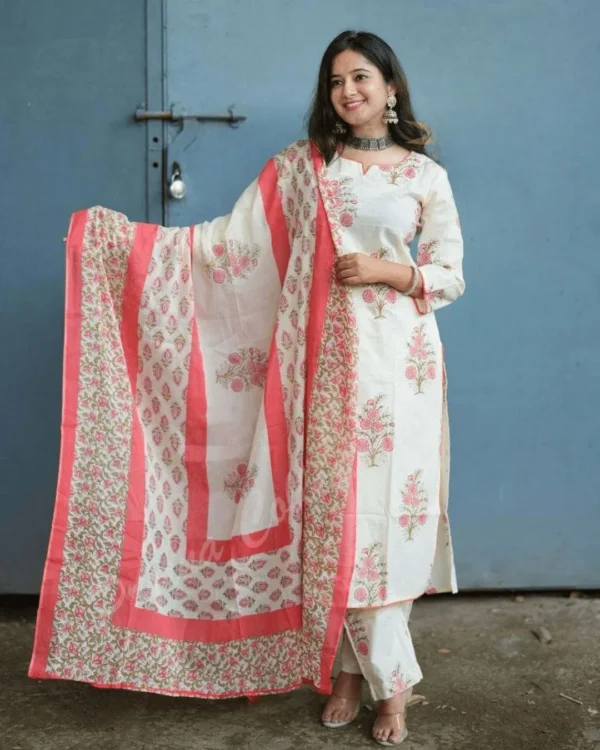 White With Red Suit Set