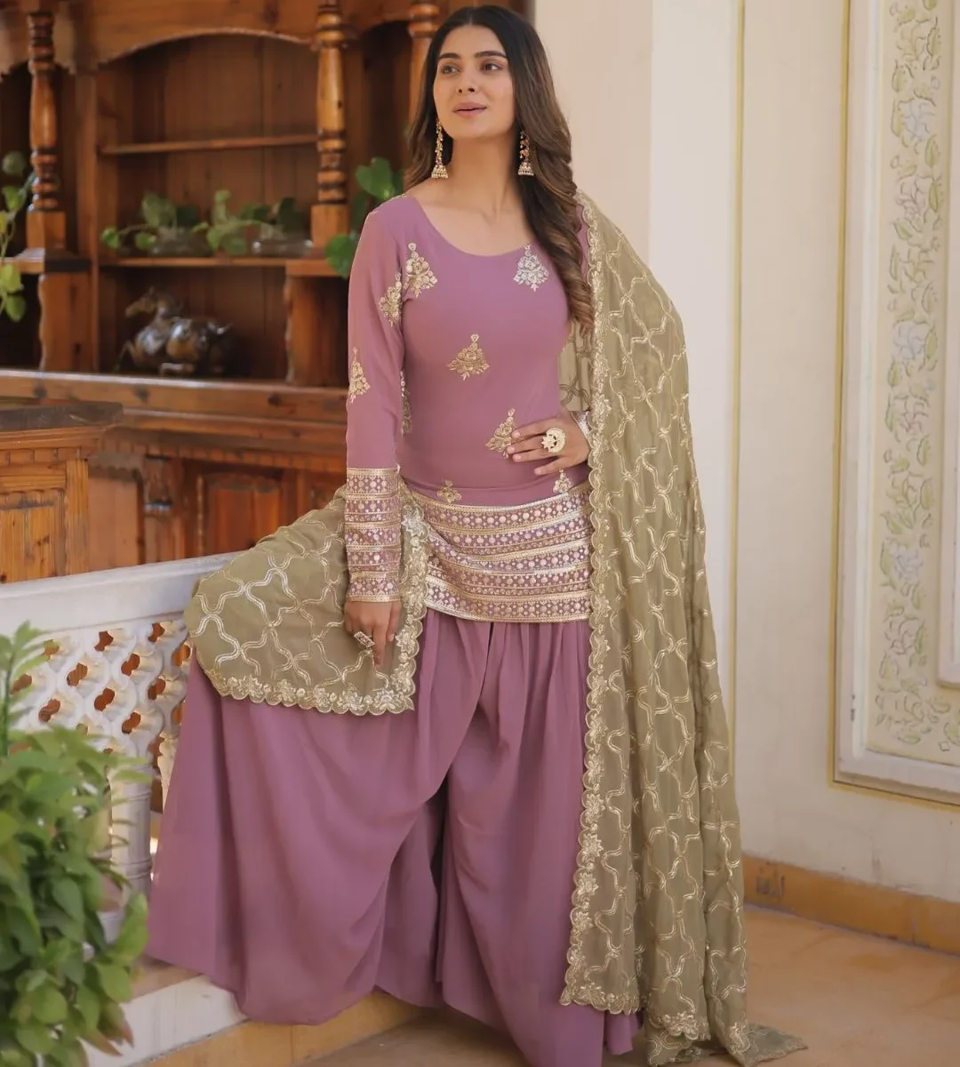 Georgette Kurti With Sharara Suit Set