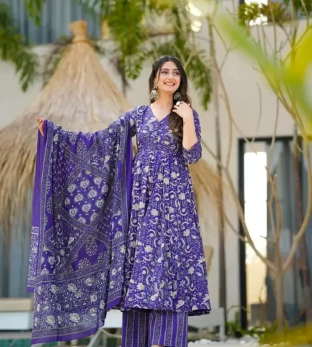 Dark Purple Anarkali Suit Set