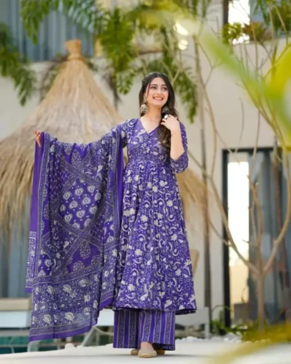 Dark Purple Anarkali Suit Set