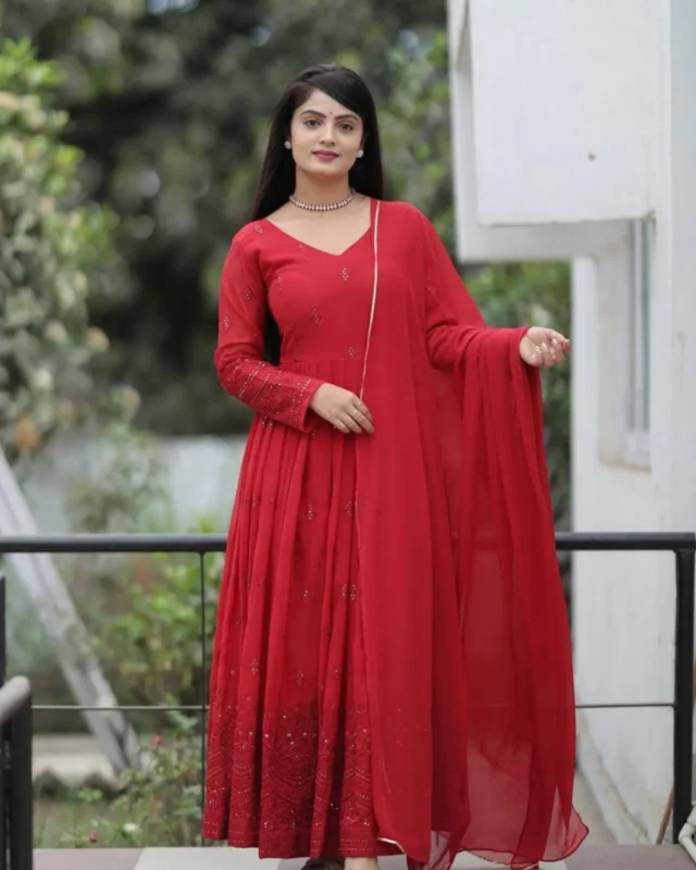Maroon Anarkali Suit Set