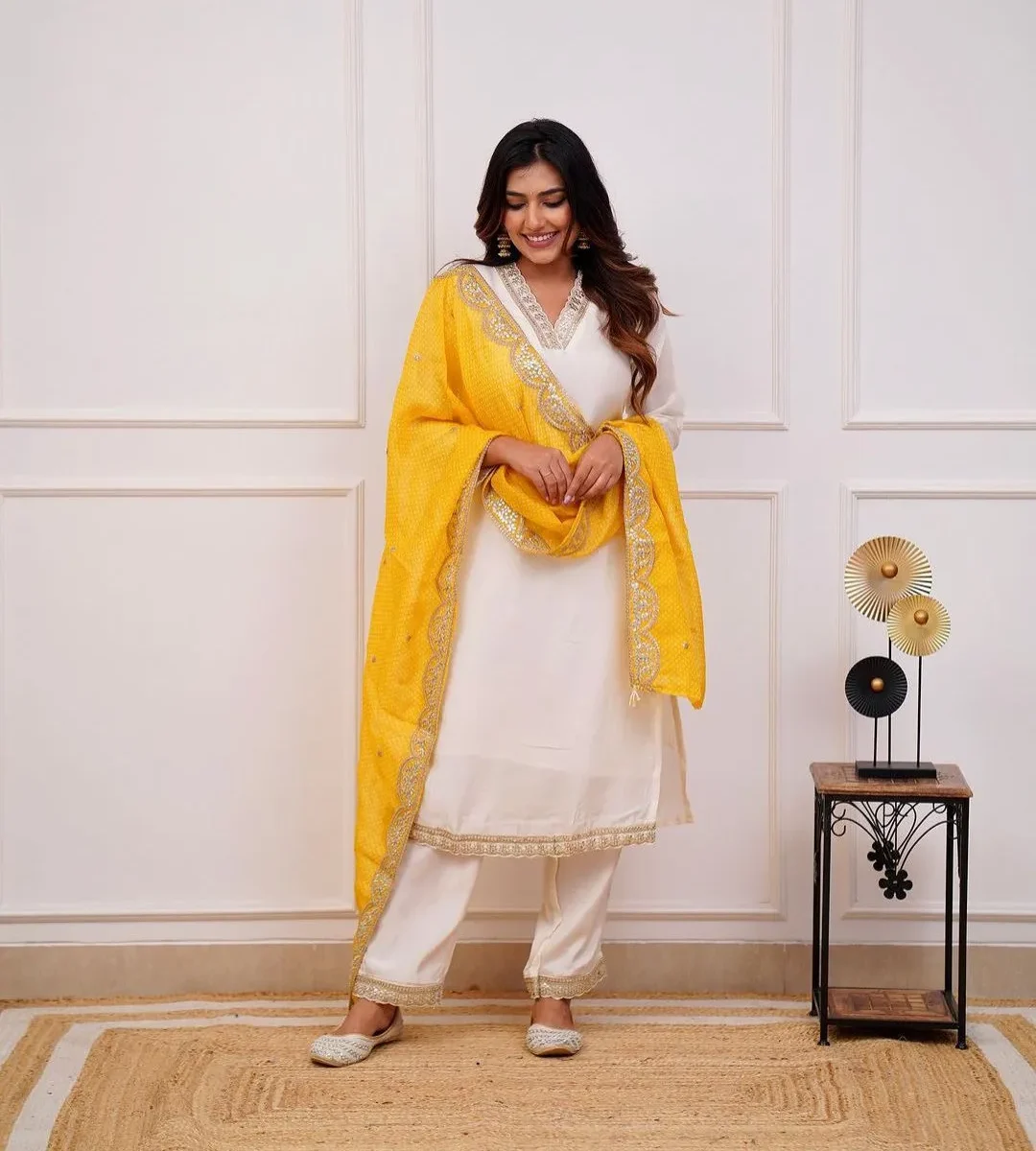 Party Wear Chanderi Silk Kurti Set