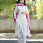 White Khadi Cotton Embroidery Suit Set