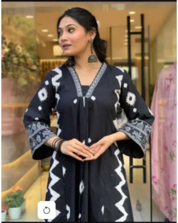 Black Palazzo With Kurti Dupatta Set
