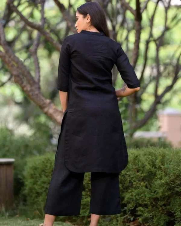 Black Plain Kurti With Palazzo Set