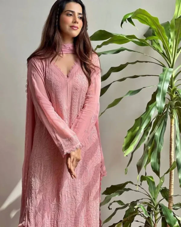 Pink Georgette Suit Set