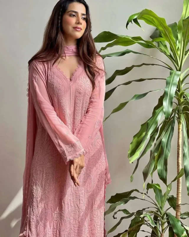 Pink Georgette Suit Set