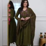 Mehndi Green Kurti Pant With Dupatta