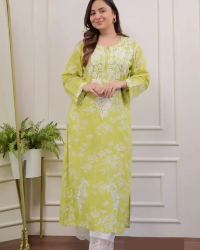Light Green Kurti With Pant Set