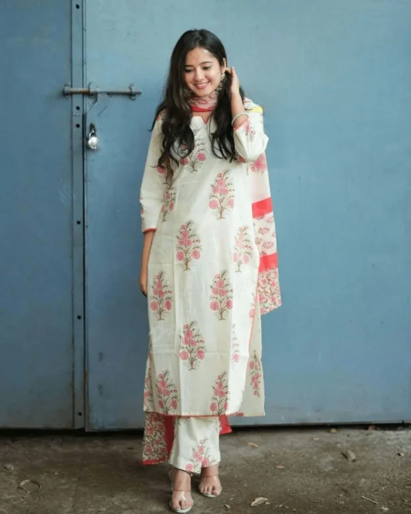 White With Red Suit Set