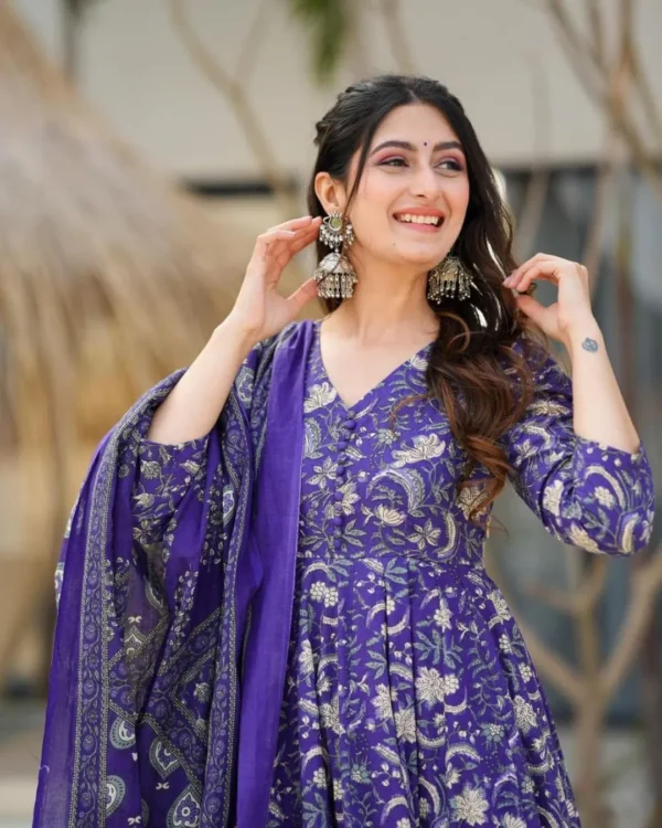 Dark Purple Anarkali Suit Set