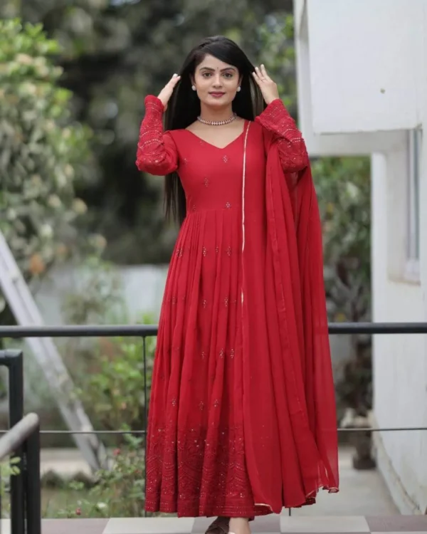 Maroon Anarkali Suit Set