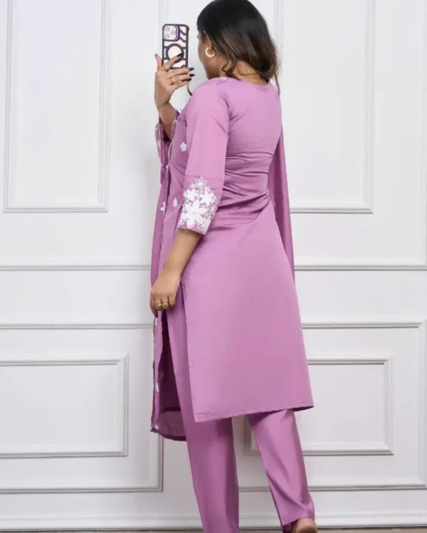 Pink Kurti Set With Floral Dupatta