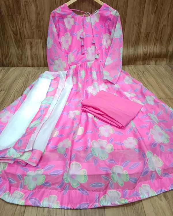 Purple Cream Anarkali Kurti