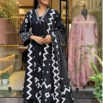 Black Palazzo With Kurti Dupatta Set