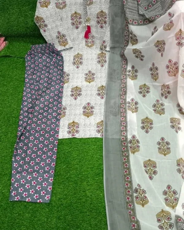 Adda Work White Kurti Pant With Dupatta